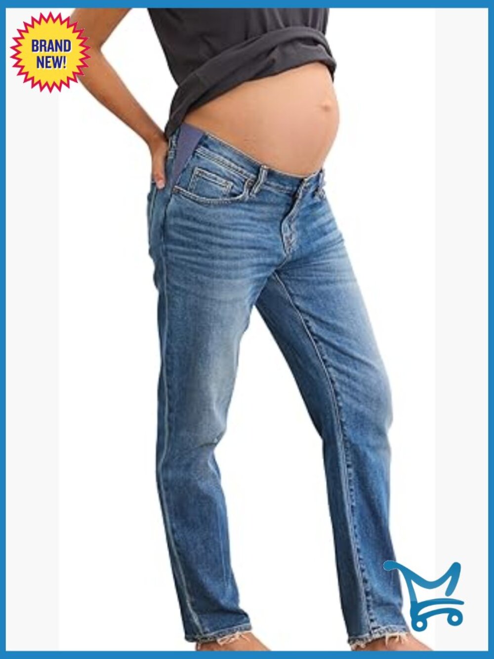 Boyfriend Maternity Jeans, Low Rise Straight Leg, Under Belly, 28.5" Inseam